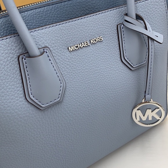 MICHAEL KORS Mercer Md Top Zip Color-Block Belted Satchel Crossbody Purse MK - Picture 14 of 15